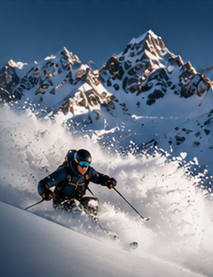 A skier in deep powder